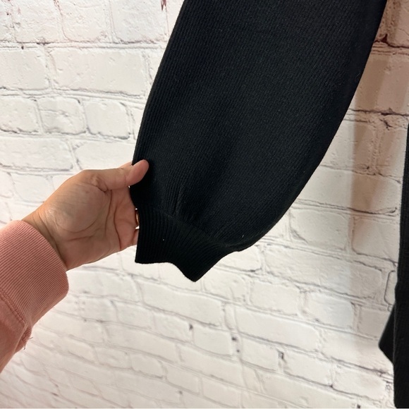 ModCloth  Black Acrylic Blend Sweater dress tie waist stretchy size large new - Picture 5 of 11